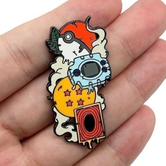 90's Nostalgia Heroes: Pokémon, Yu-Gi-Oh!, Digimon, Dragon Ball Z Enamel pin - Picture 2 of 5